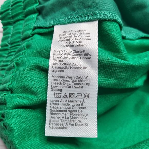 J Crew Tall Linen Cotton Blend Drawstring Pants Green Straight Leg Cuffed Hem 6T - Picture 9 of 9